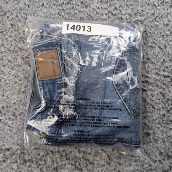 American Eagle Shorts Women 8 Blue Stretch Distressed Hi Rise Shortie Denim - Picture 8 of 8